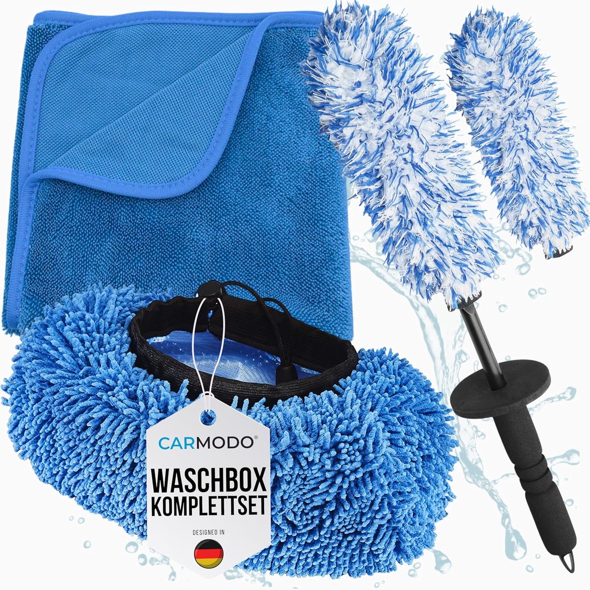 SnelShoppen - Washbox Set - Premium Wasdoek Bescherming 70x50 cm Absorberend Droogdoek Microvezel Randborstel Extra Dun + 2X Beschermers - Voor Krasse
