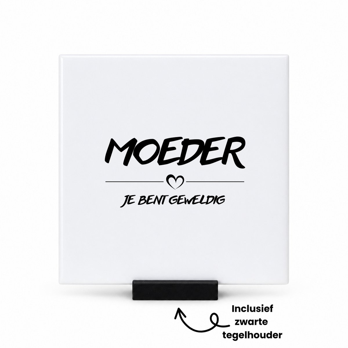 Hacebo Moeder je bent geweldig tegeltje met tegelhouder - Mama - geweldige moeder - tegeltjes met tekst - moederdag cadeautje - Cadeau voor mama - Verjaardag - Geschenk - Cadeau - Gift - spreuktegels - 10.8x10.8 CM Wit