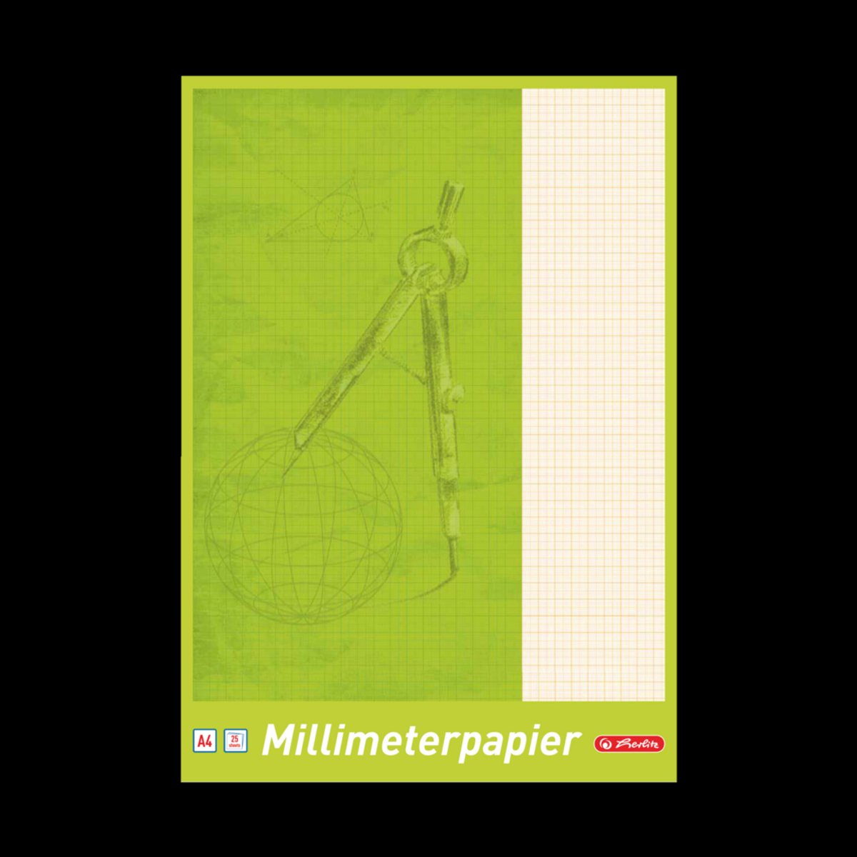 Herlitz blok milimeterpapier - A4 - 25 vel - groen - 5 stuks