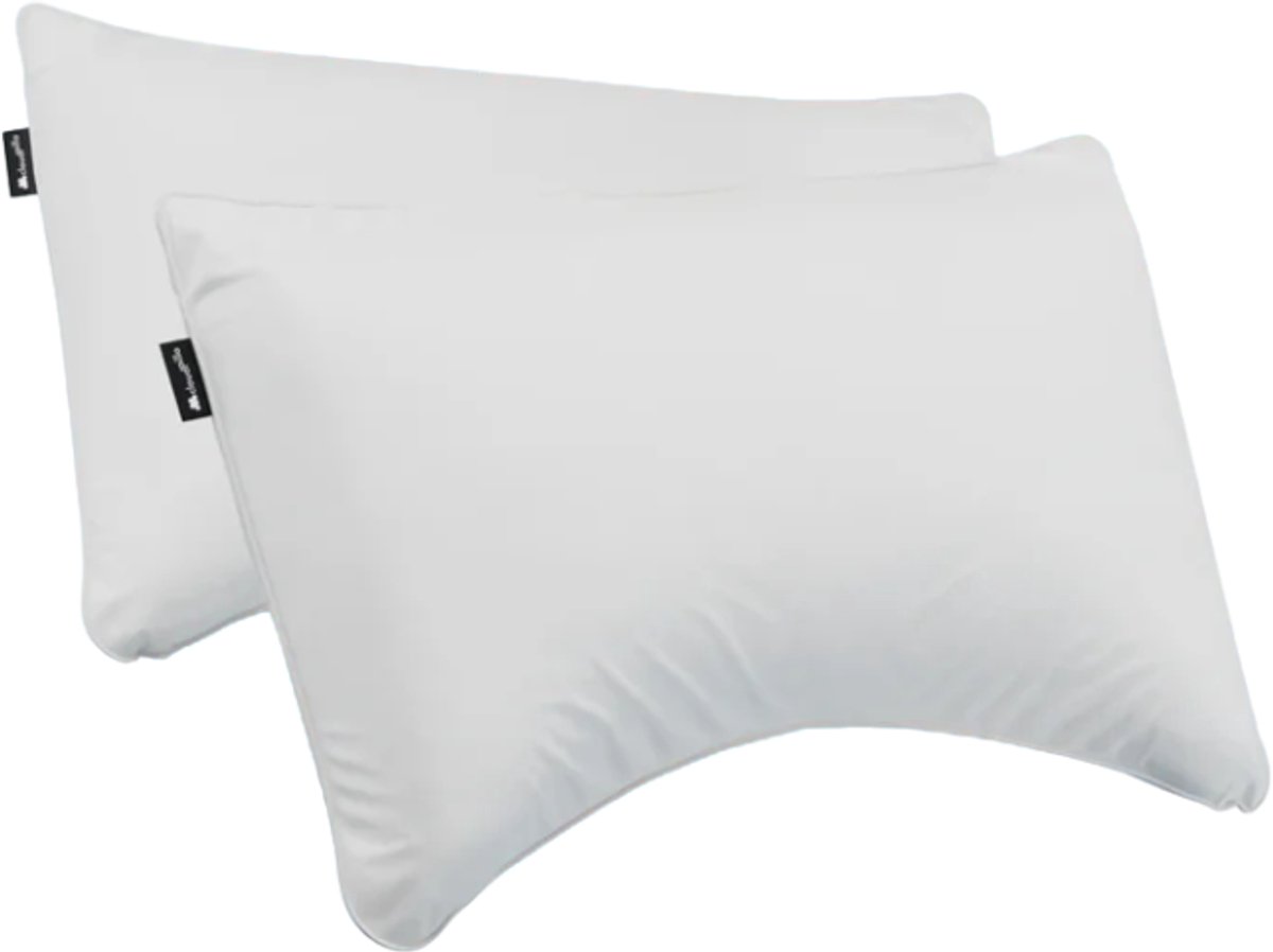 Cloudpillo Plus Duopack Kussenslopen - Set van 2 (52x82 cm) - Luxe Katoen Satijn (300TC) - Cloudy White - Zijdezacht, Hypoallergeen & Ademend