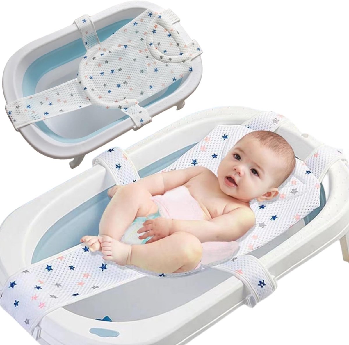 Thijox - Verstelbaar badzitje voor pasgeborenen, antislip badkussen, badmat, verkleiner voor badkuip, comfortabele zitinzet, veilig baden, ideaal voor