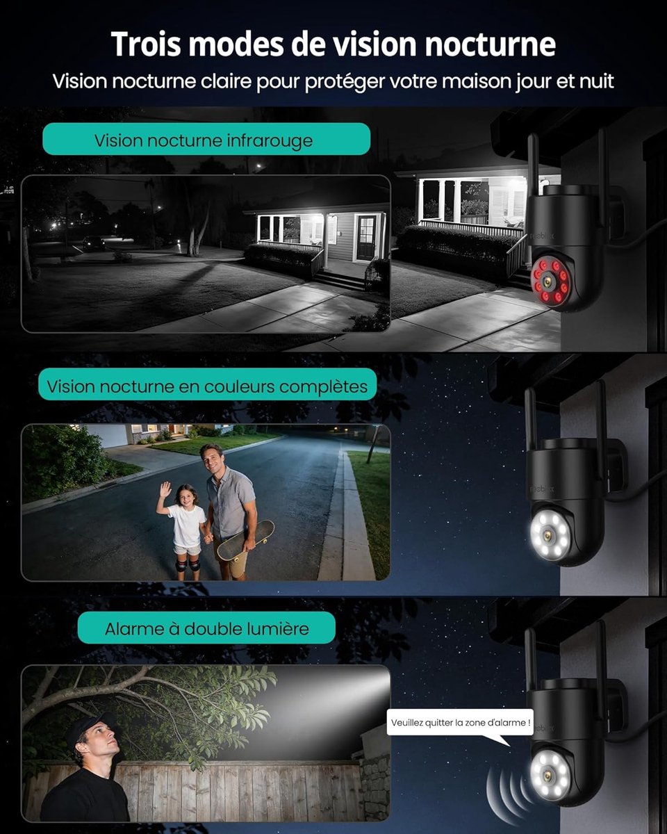 Thijox - 2K Wifi-camera voor Buiten en Binnen, Externe Bewakingscamera met Nachtzicht, PTZ, Bidirectionele Audio, Persoonsherkenning, Alarm, IP66, USB
