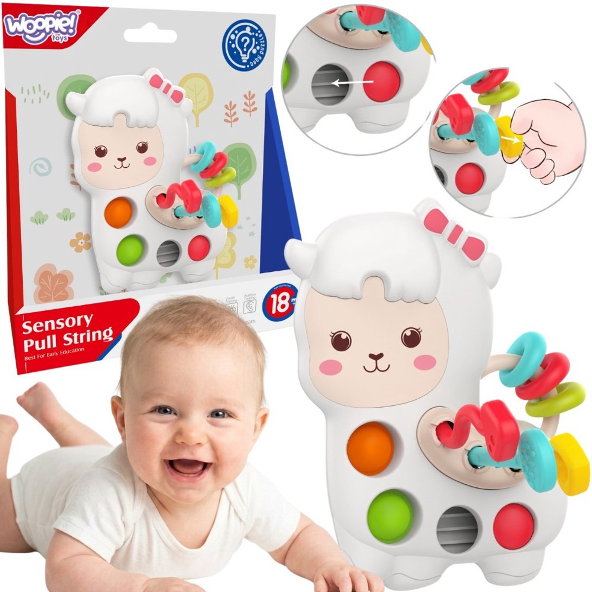 Woopie Baby zintuiglijk manipulatief speelgoed Montessori Lama 18m+ - UNI