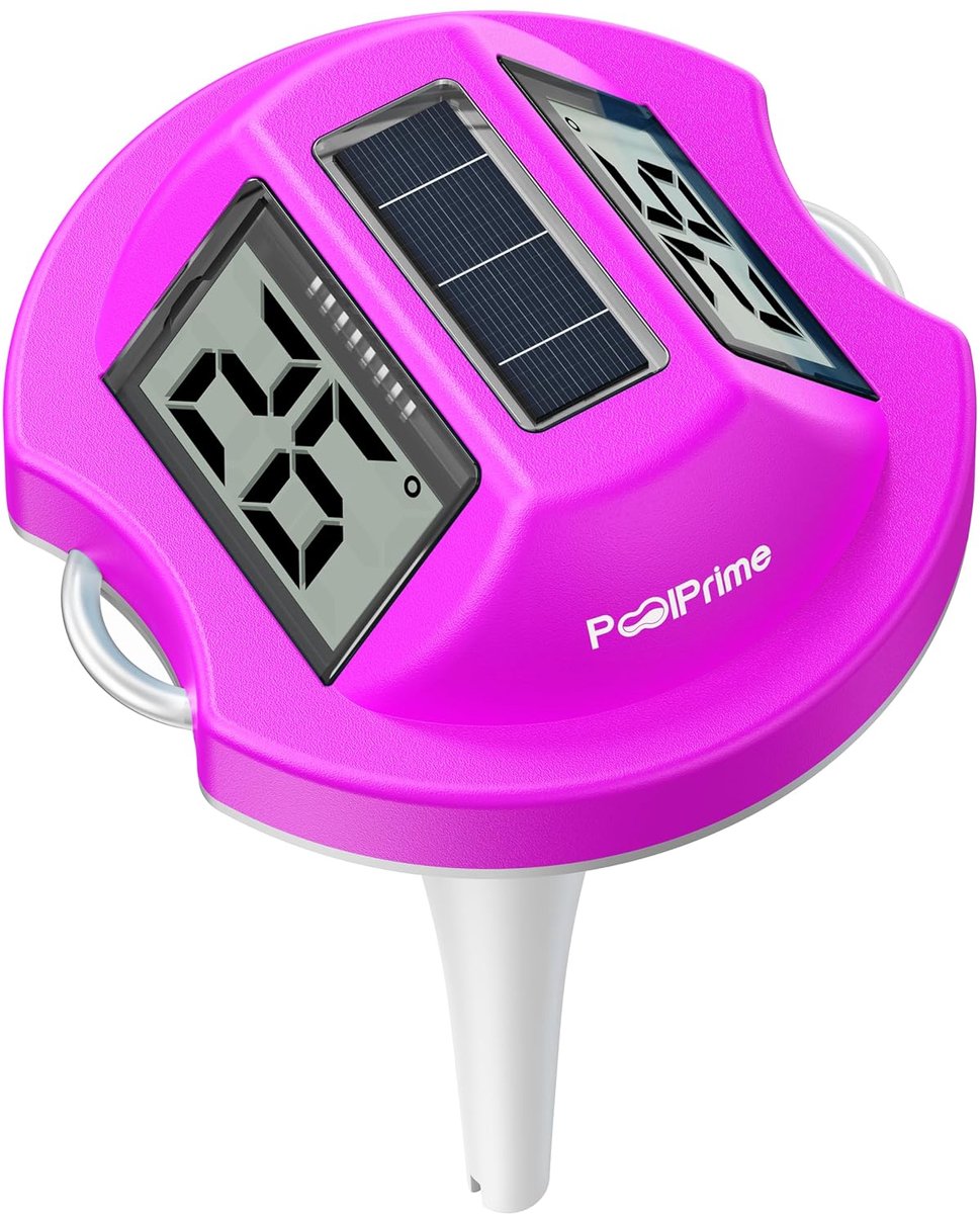 SnelShoppen - Zwembadthermometer met Dubbel Scherm, Drijvend en Digitaal Display, IPX7 Waterdicht, Voor Zwembaden, Hot Tubs en Koude Tubs, Paars