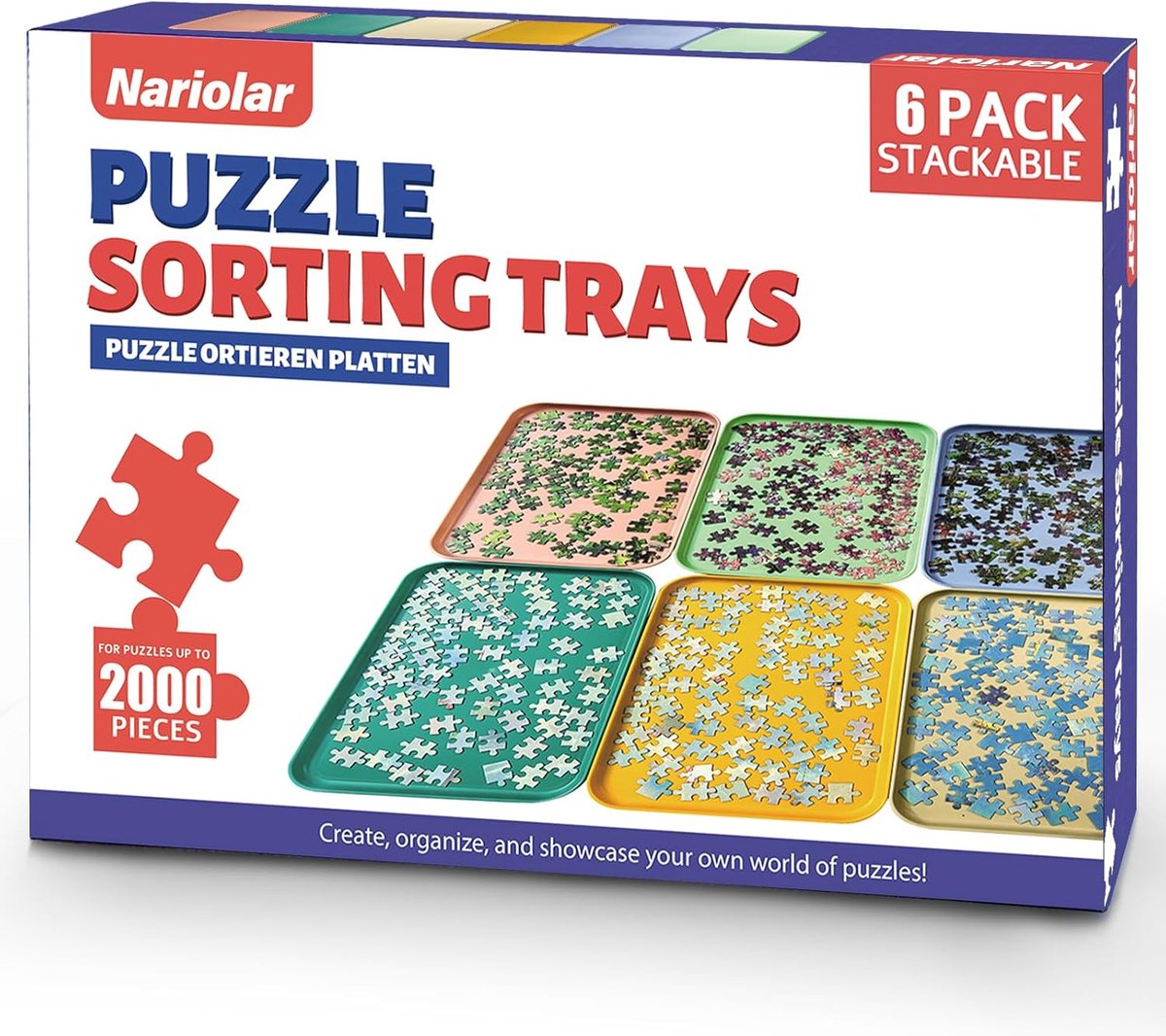 Thijox - Nariolar Stapelbare Puzzelsorteertabletten voor Puzzels tot 1500-2000 Stukjes, Kleur: Multicolor, Ideaal voor Puzzelliefhebbers, Inclusief 2