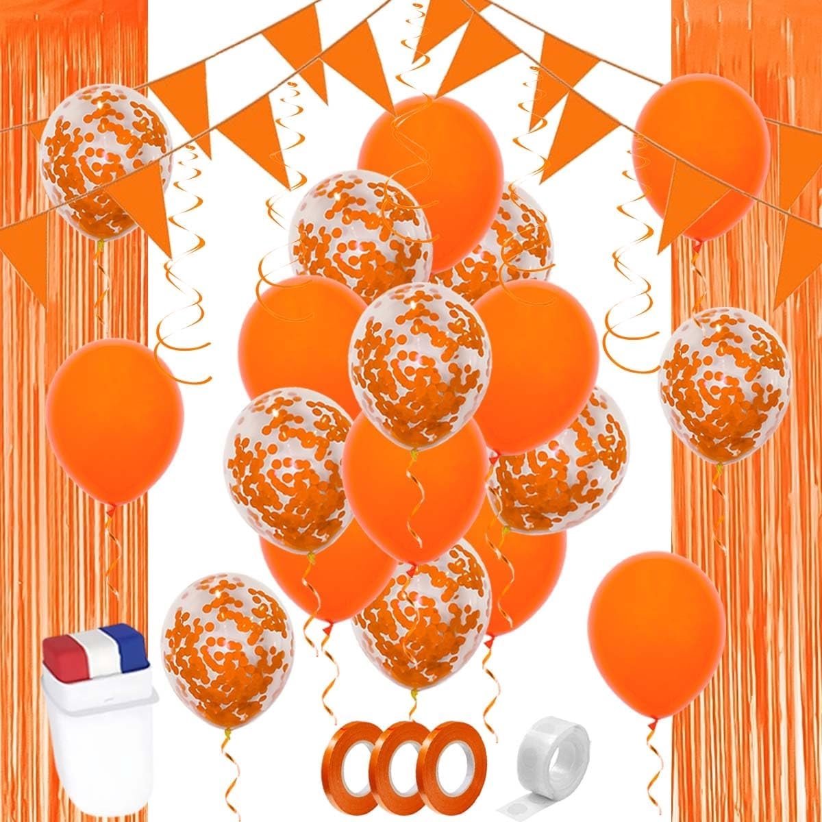 SnelShoppen - King's Day Feestversiering Set - Oranje Ballonnen, Oranje Slingers, Voetbal Vlaggen - Perfect voor Koningsdag, Feesten, Tuin en Kids