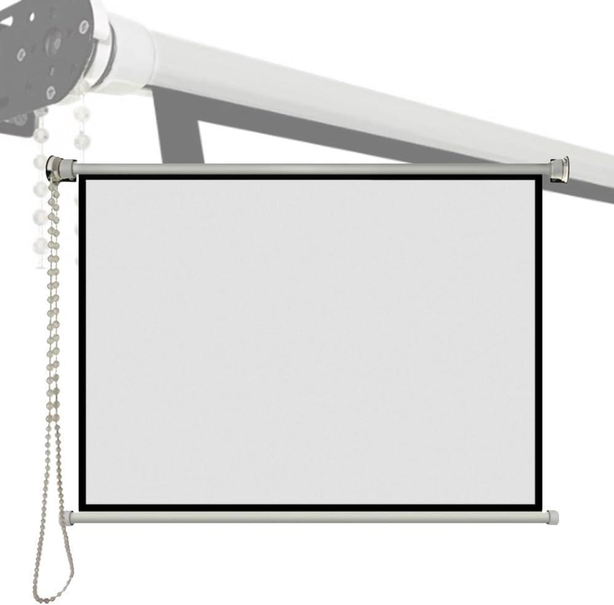 Projectiescherm Handmatig - Rolbaar Beeld - Film Kijken - Zwart Rand Absorptie - 40 tot 60 Inch - Wit