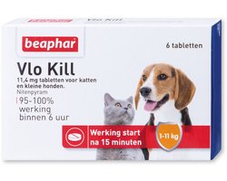 Beaphar Vlo Kill - Vlooien tabletten kleine hond/kat - Tot 11kg - 6 Tabletten
