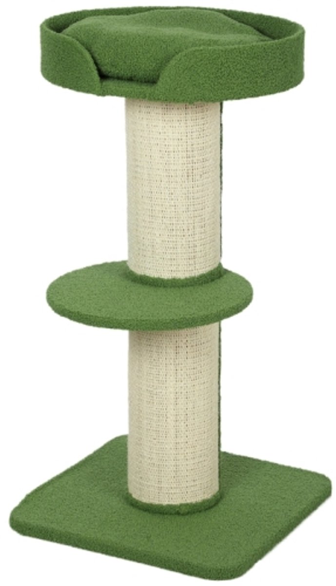 Kratzbaum - Kattenmeubel Voor Alle Katten - Verstelbaar 91cm Groen Kattenklimboom - Katzenbaum - Speelboom - Sisalklimpaal - Lamswol Kussen Kratzbaum Met Bed en Platform