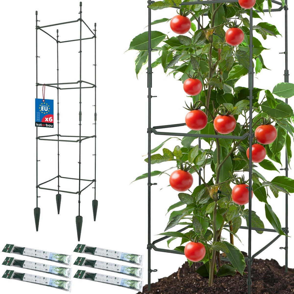 KOTARBAU 6 Stuks Plantensteun, Klimplantensteun, Plantengeleider 29x29x120cm