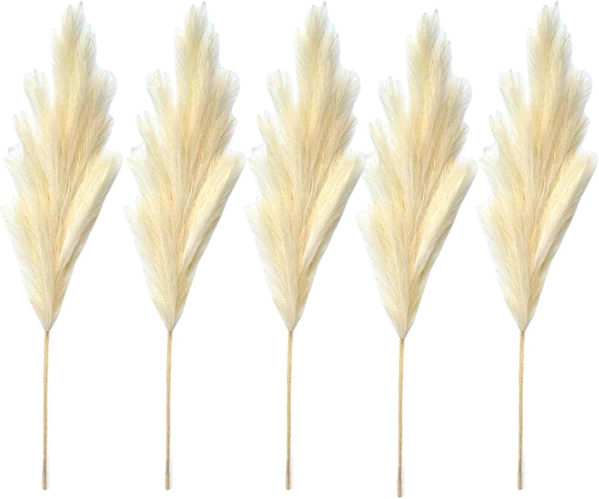 Kunstgras Boeket - Decoratie Gras - Woonkamer Aankleden - Luchtere Pluimen - 70 cm - Geel