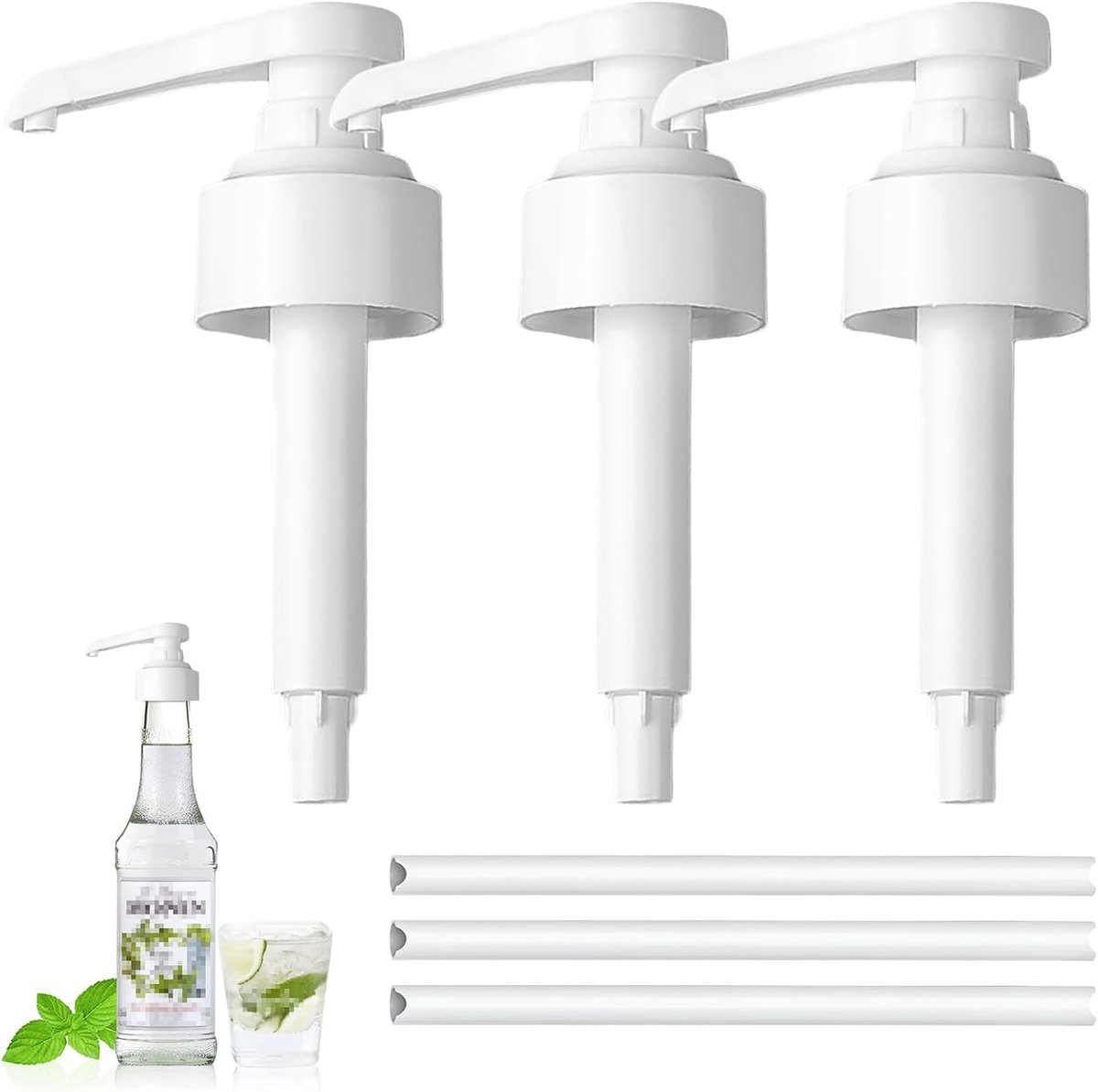SnelShoppen - Doseringspomp voor 1 Liter Siropenflessen, 10 ml Doseringspomp, Herbruikbare Syrup Dispenser Set met Montagekit, Ideaal voor Keuken, Fee