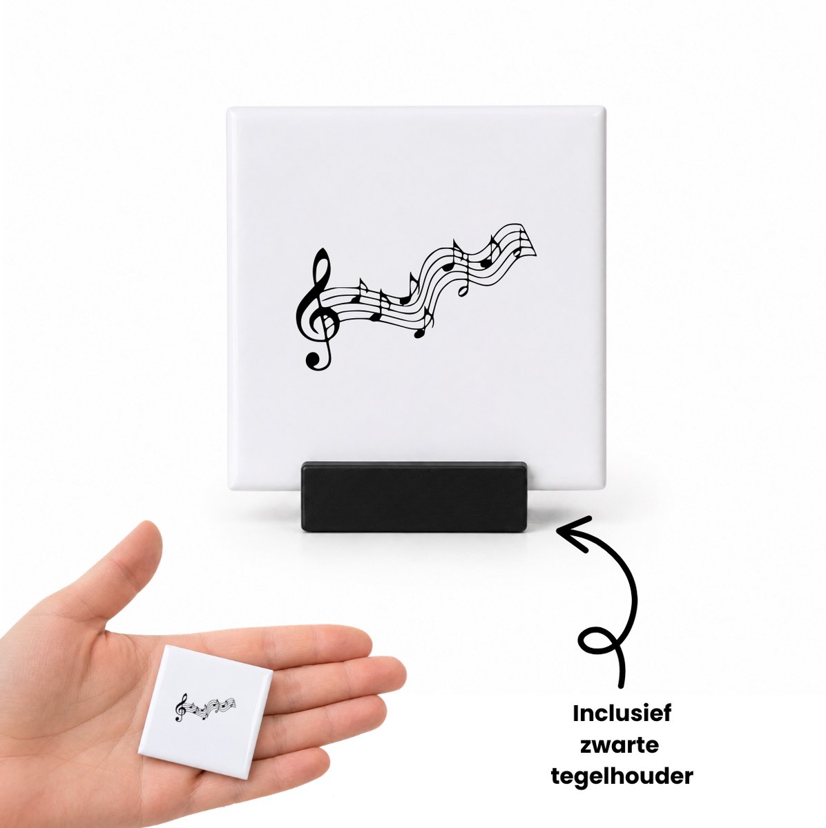 Hacebo Muziek tegeltje met tegelhouder - Muziek - Beste muzikant - tegeltjes met tekst - Muzieknoot - cadeau - voor de beste muzikant - spreuktegels - 4.8x4.8 CM Wit