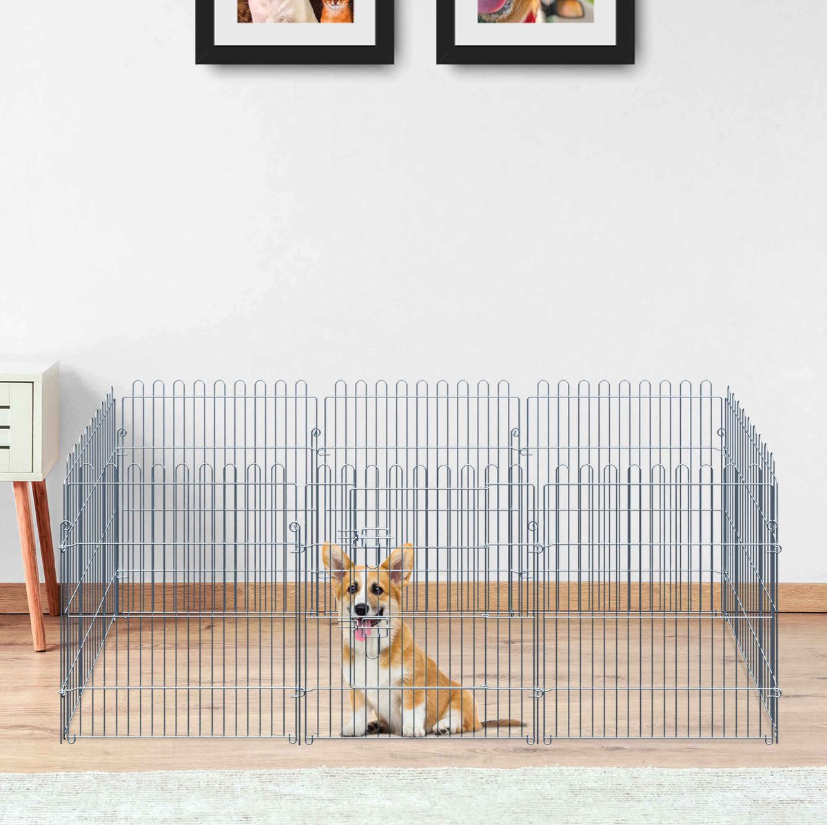 MODENUIT Puppyren – 8-Delig Met Deur – 63 x 76 cm – Staal – Zilver – Weerbestendige Coating