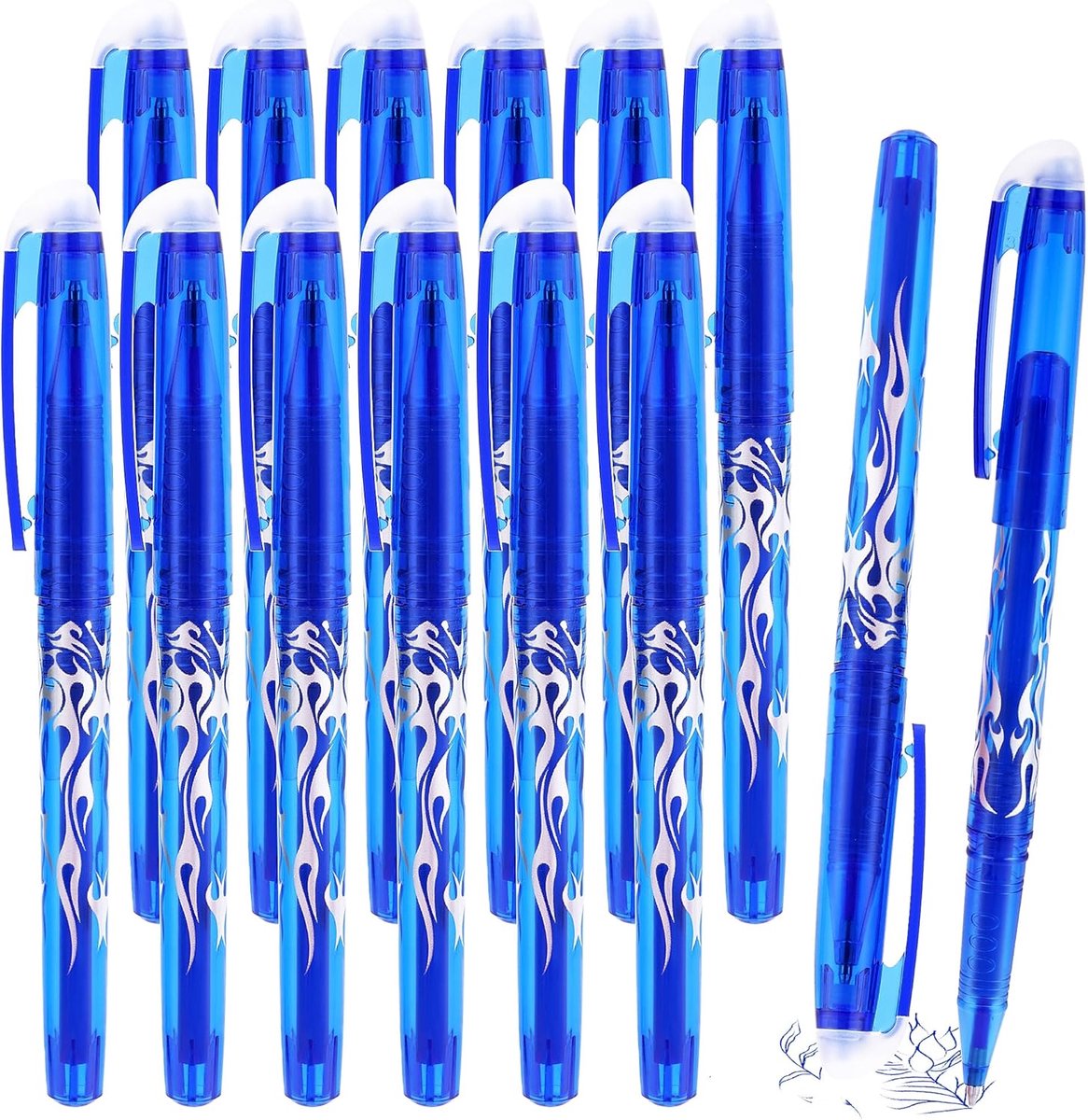 Set van 12 Uitwisbare Ballpointpennen - 0.7mm Rollerball Pen Blauwe Inkt voor School en Kantoor