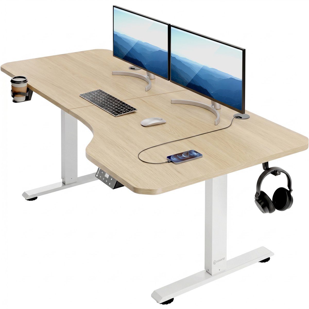 Casaria Elektrisch Zit-Sta Bureau 160x75 cm Verstelbaar Beige