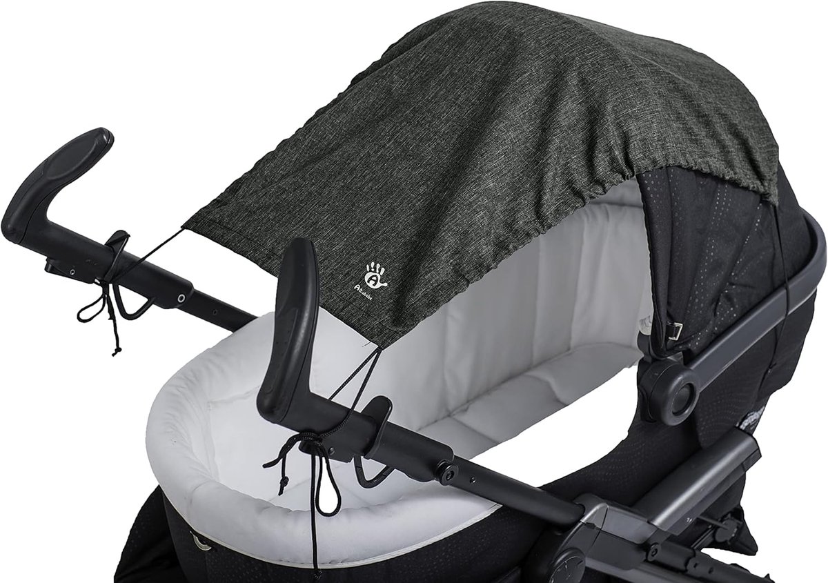 SnelShoppen - UV Bescherming Zonnetent voor Kinderwagens en Buggy's, Donkergrijs, Makkelijk Bevestigen, Verstelbaar, Modern Ontwerp, Ideaal voor Baby'