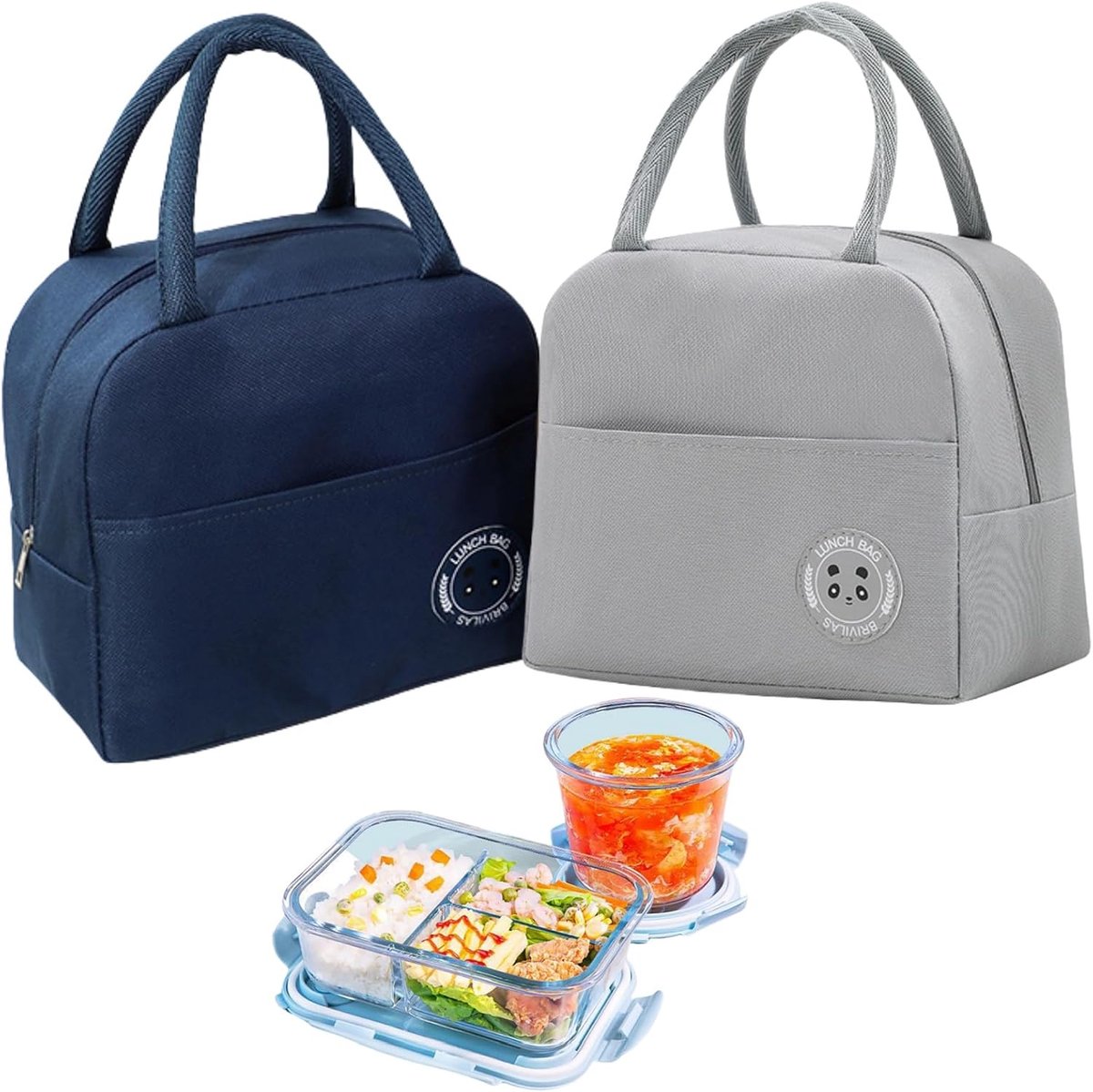 SnelShoppen - 2 Stuks Koeltas, Lunchtas, Picknicktas, Thermo Lunch Bag, Waterdicht Oxford Materiaal, Voor Kantoor, School, Mannen, Vrouwen, Kinderen