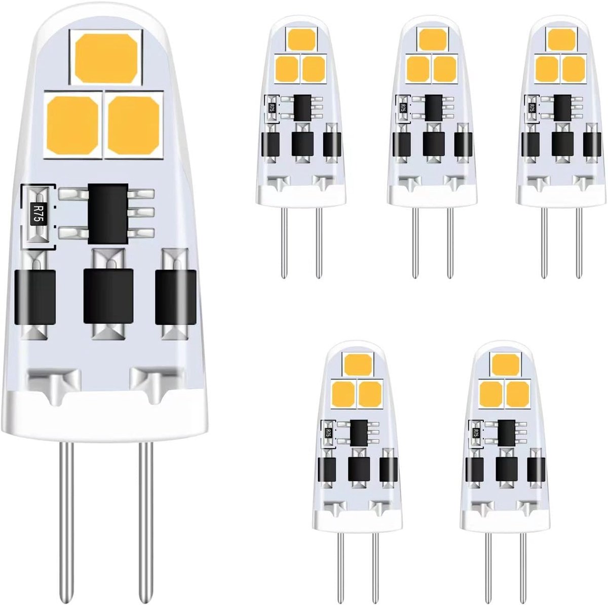 SnelShoppen - G4 LED Lampen 1.5W Warm Wit Energiezuinige Dimbare LED Lampen 6-Pack AC/DC 12-24V Perfect voor Huis, Tuin, Feest en Camping