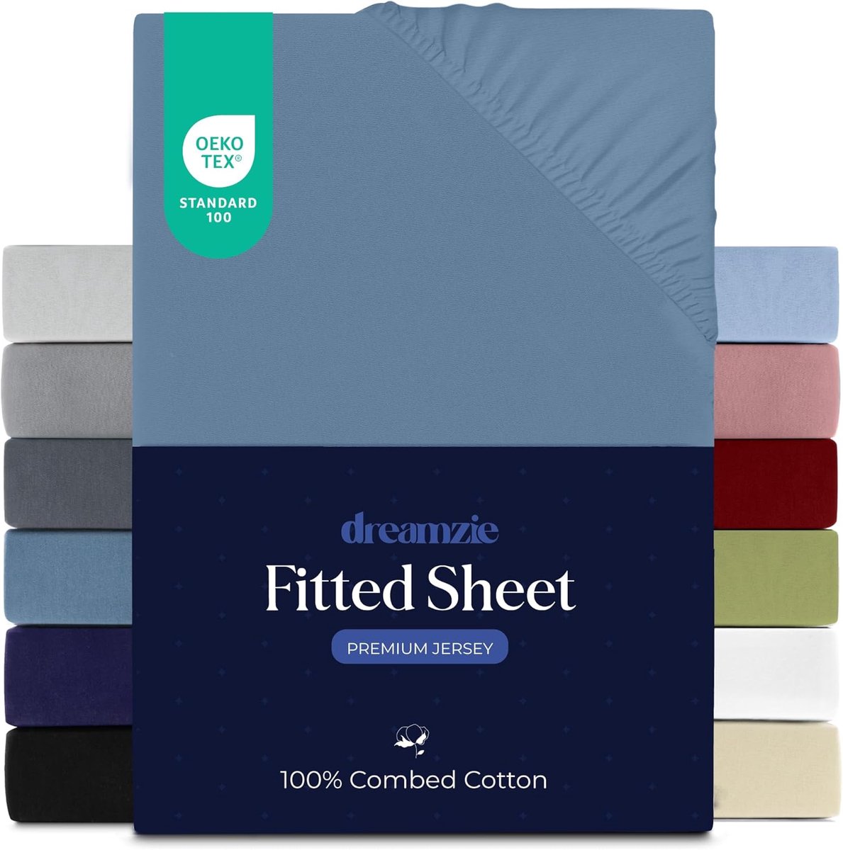 SnelShoppen - Fitted Sheet 70x200 cm Katoen Jersey, Matras Hoogte 12 cm, Hypoallergeen, Oeko-Tex, Blauw - Luxe Comfort voor Jouw Bed