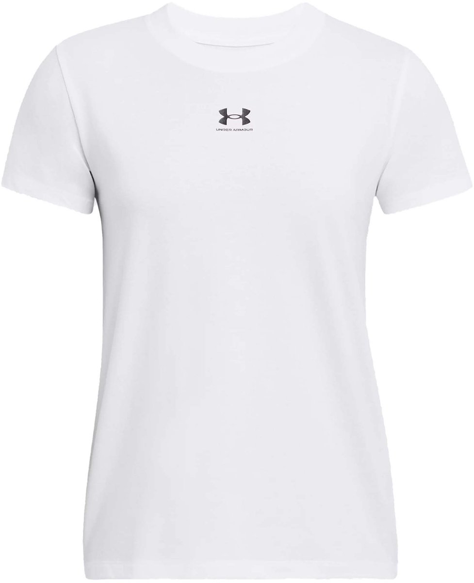 Under Armour UA Rival Core SS-WHT Dames Sportshirt - Wit - Zwart