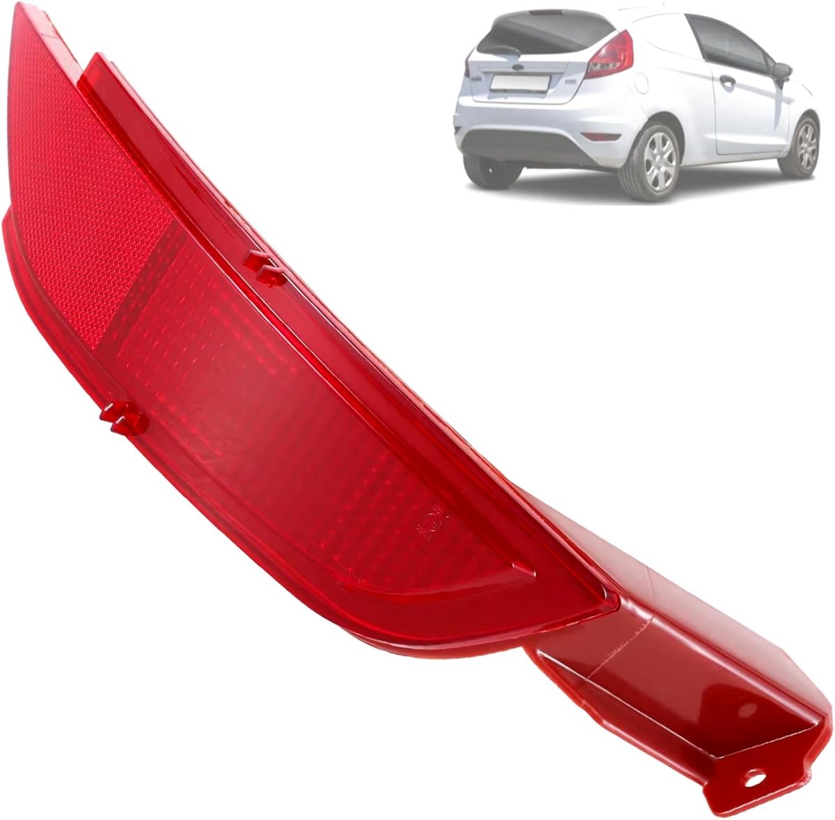 SnelShoppen - Bumper Reflector voor Ford Fiesta VI, Focus III, C-MAX II en C-MAX - Retro Reflective, Rood, Compatibel, Hoogwaardige Materiaal, Verbete