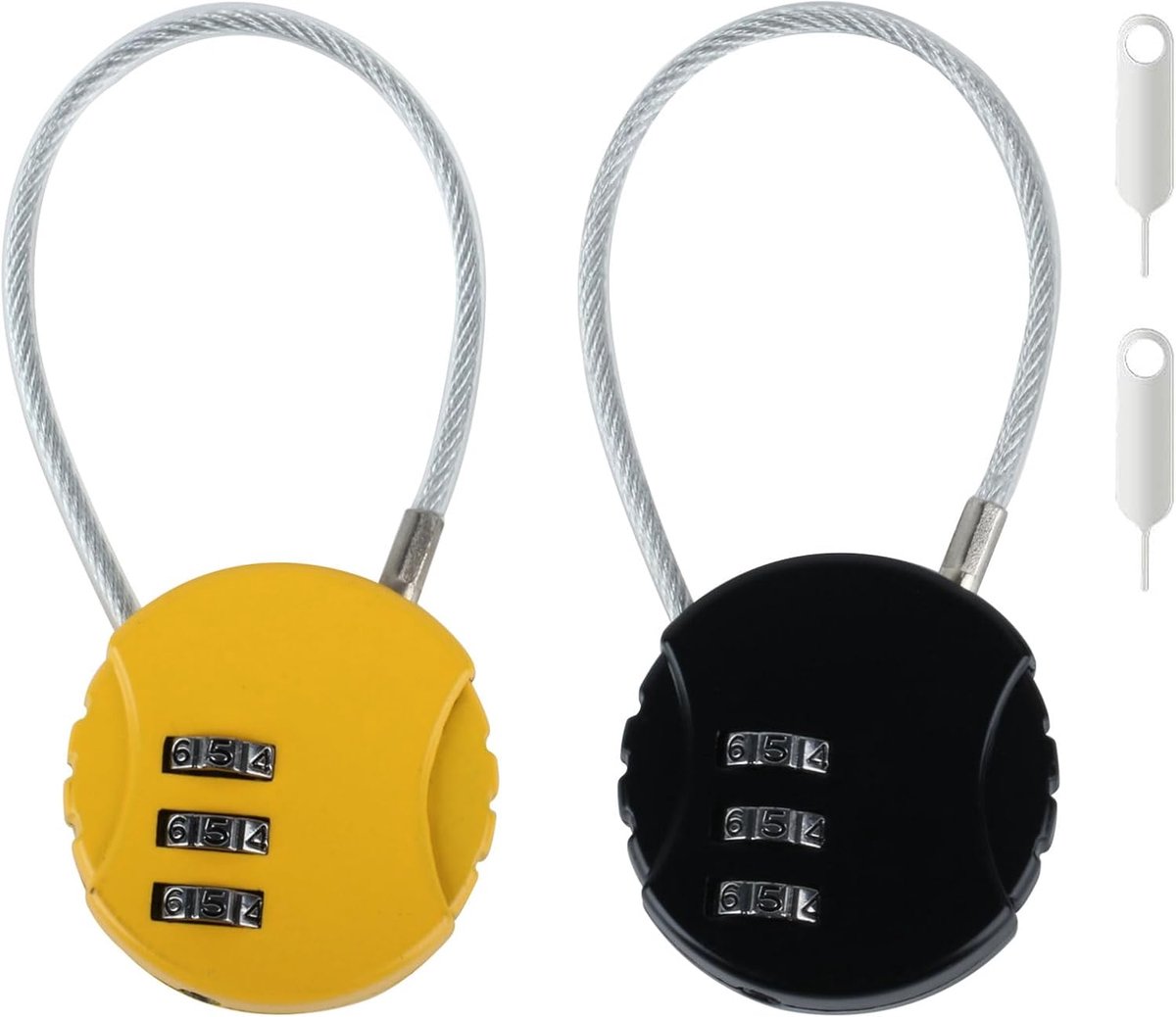 SnelShoppen - 2 Stuks Cijferslot met 3 Cijfers, Kofferslot Combinatieslot, Sleutelloos Hangslot, Klein en Resetbaar voor Koffers, Kasten, Inclusief 2