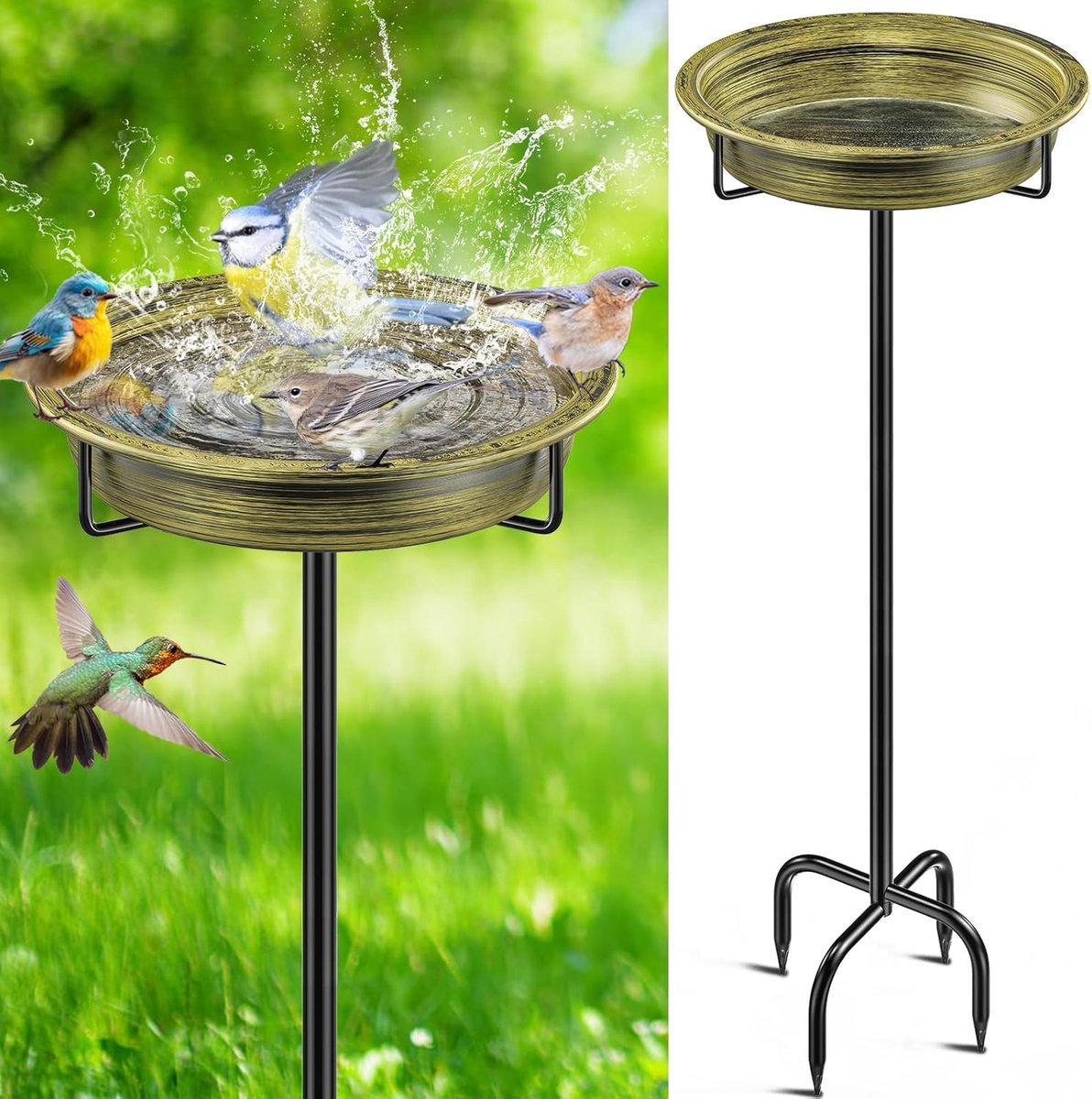 SnelShoppen - 102cm Vogel Drinkbak Large - Vogelbad Voeder Waterplaats Vrijstaand, Metaal Vogelbak voor Wilde Vogels, Vorstbestendig Winterbestendig (