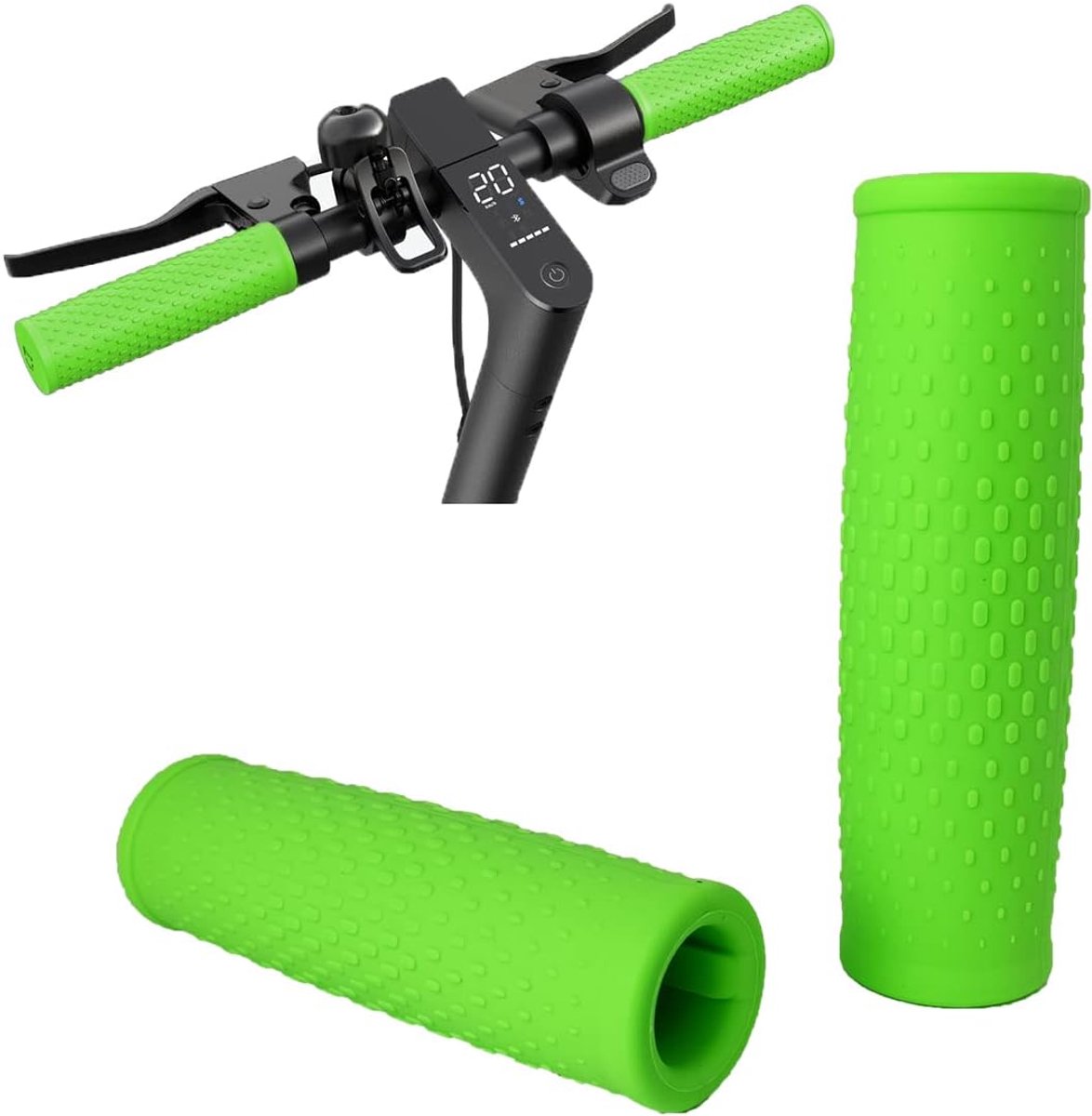 SnelShoppen - Electric Scooter Handvatten Set voor M365, 1S, Pro, Pro 2 - Antislip Rubber, Groen, Hoogwaardige Grip, Veiligheid, 3 Stuks