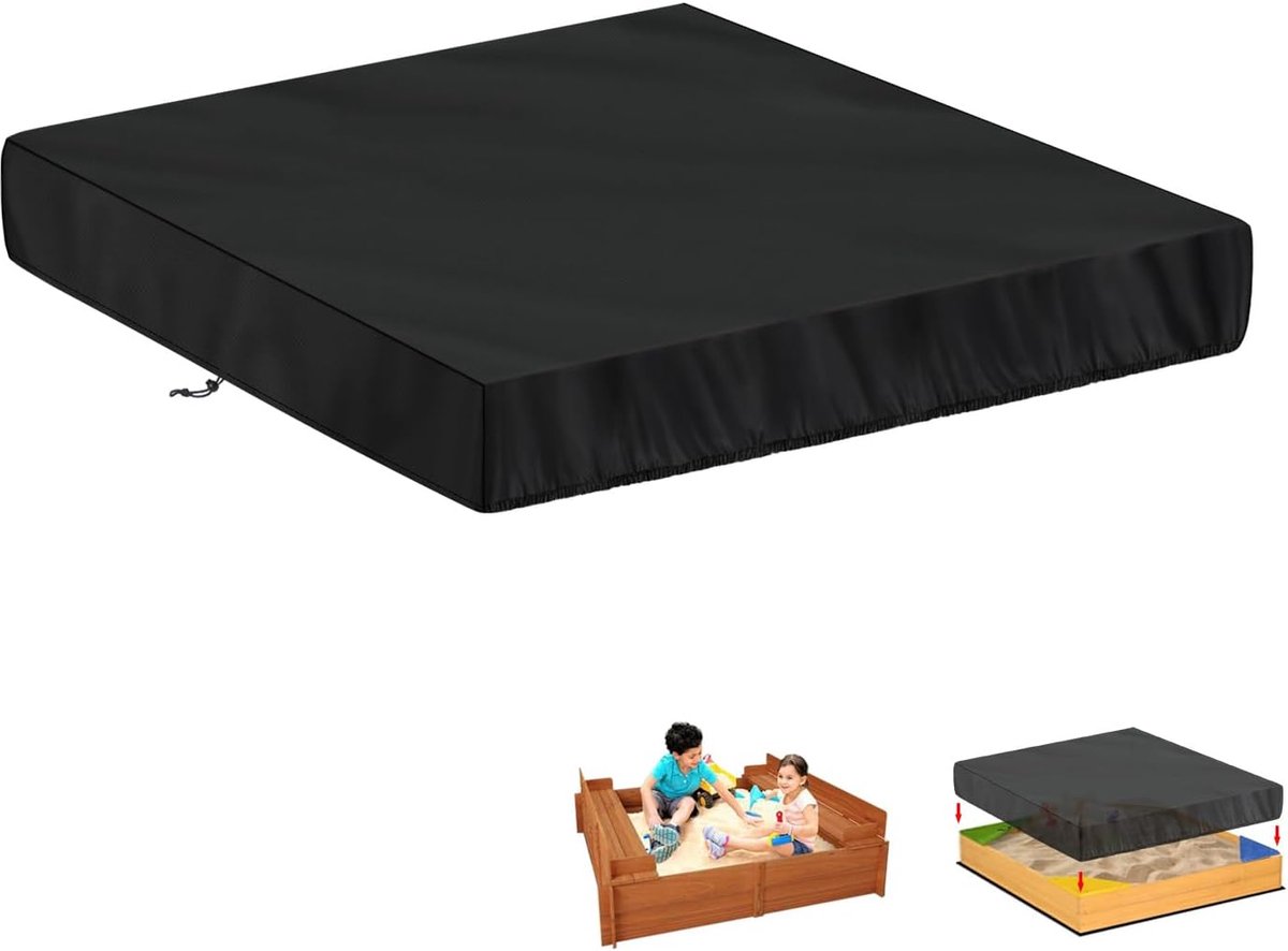 SnelShoppen - LAMUNI Sandbox Cover - Waterdichte Vierkante Zandbak Cover 420D Oxford - UV-bestendige Bescherming - 120x120x20cm - Ideaal voor Tuin en