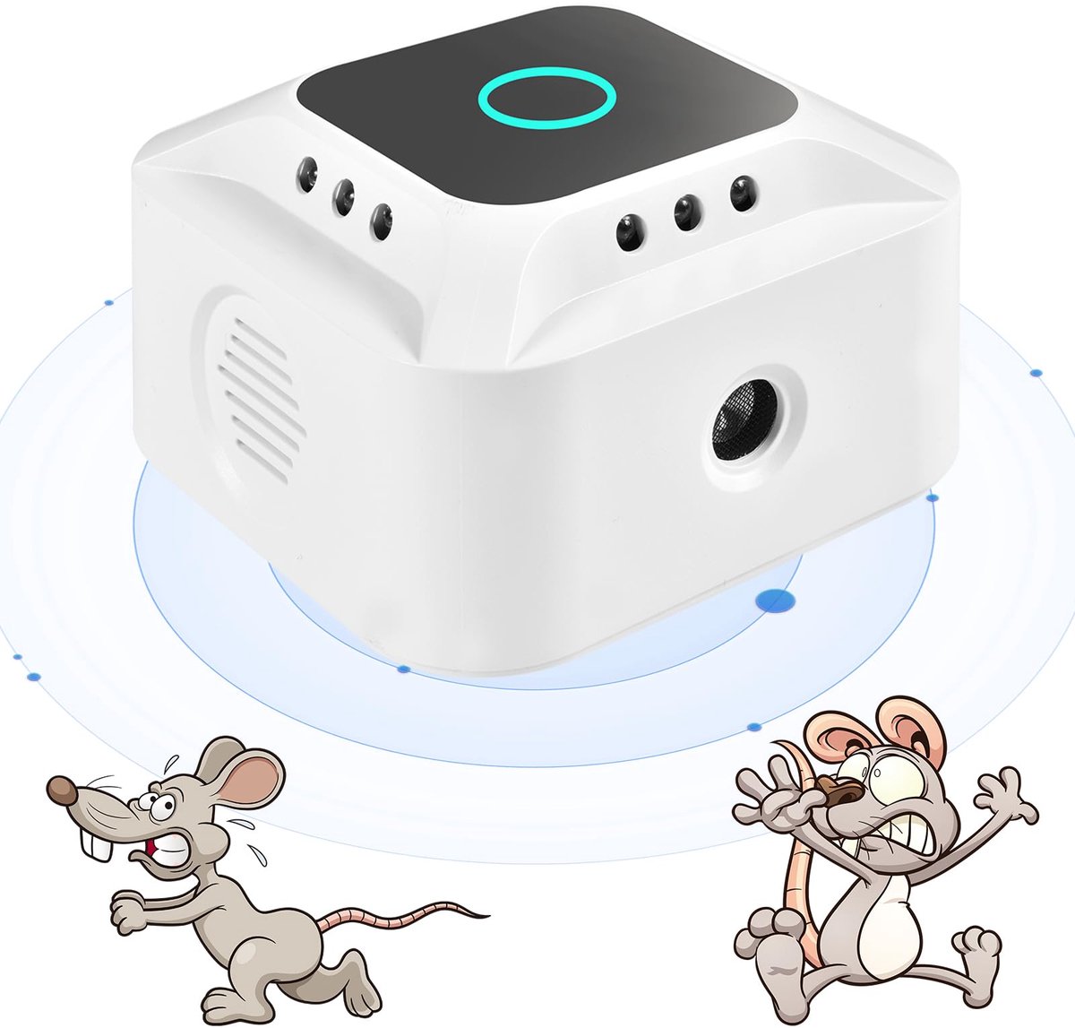 Rattenverdelger - Ultrasone rattenverdelger - Rattenverdelger voor binnen - Ongediertebestrijdingsapparaat - Rattenverdelger - 360° rondom - Krachtig rattenbestrijdingsapparaat - Hoog vermogen - Wit
