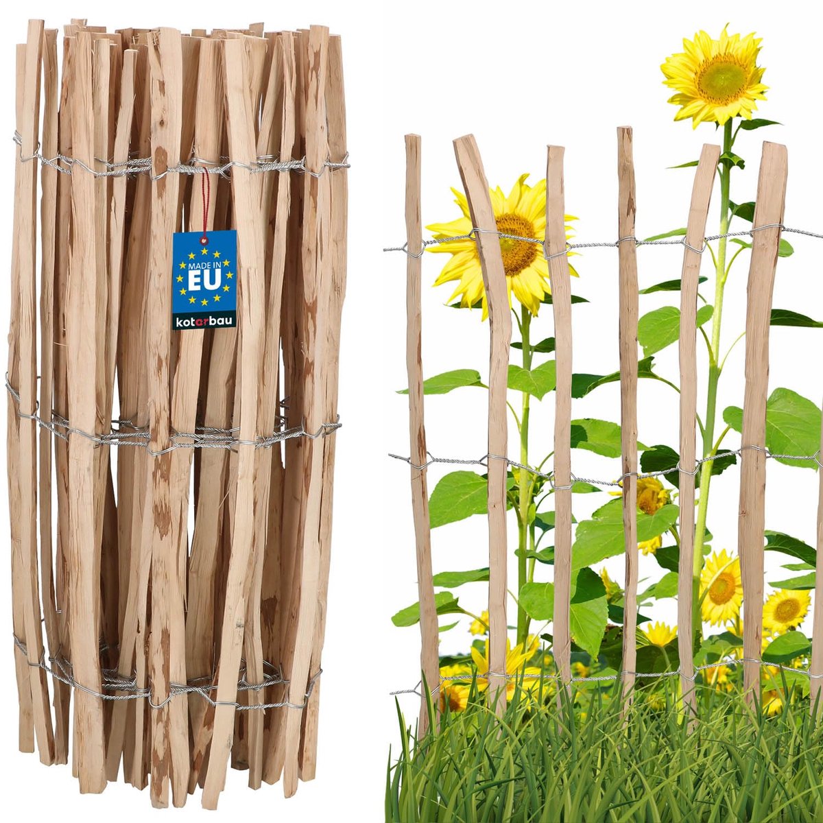 KOTARBAU Bloembedrand, Tuinafscheiding, Houten Tuinhek 1x5m, Schapenhek
