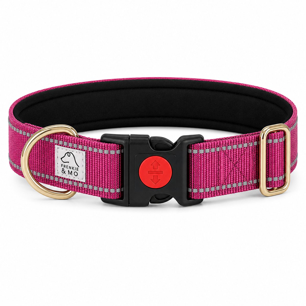 Honden Halsband - Reflecterende Stiksels - Nylon Halsband Hond - Hondenhalsband - Maat S - Roze