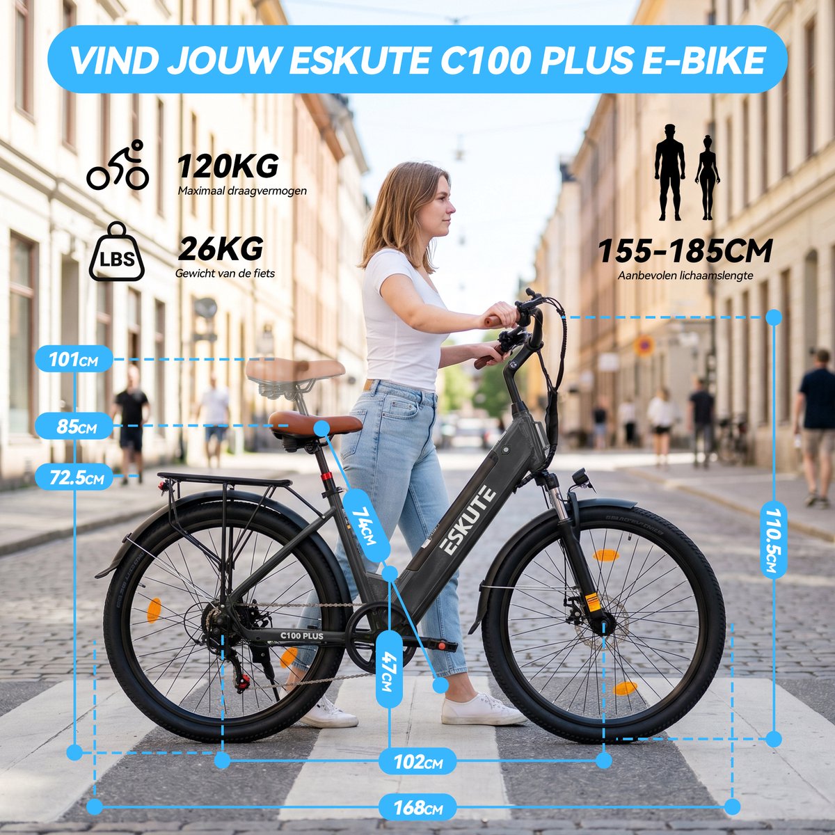 SMARTAI E-bike - 26 inch elektrische fiets - tot 100km - Zwart thumbnail 4