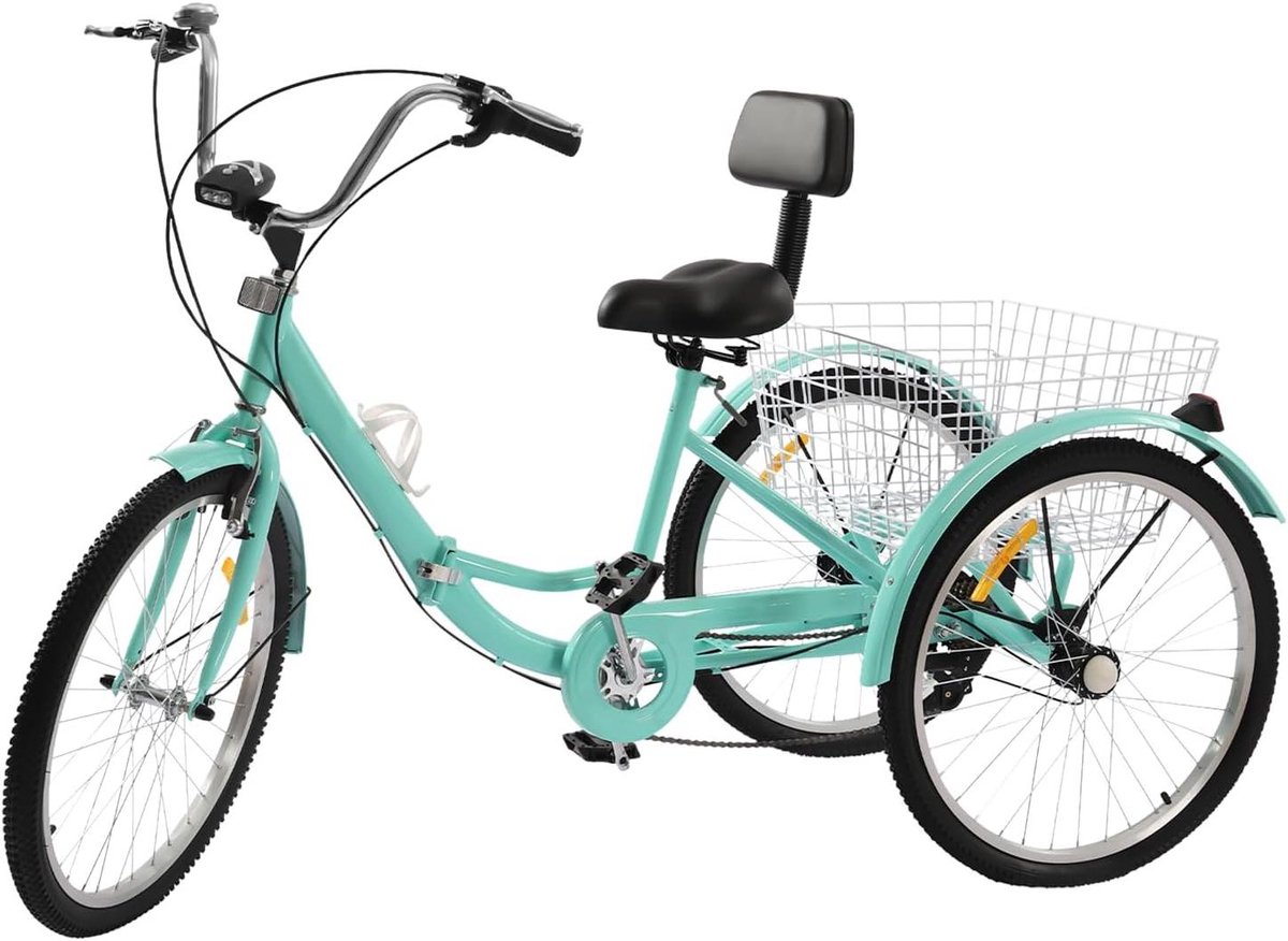 Vouwbare Drie Wieler - Volwassen Fiets - Stadstransport - Grote Boodschappenmand - 24 Inch Wielen - Linden Groen