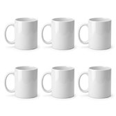 Koffiemokken – Set van 6 stuks – Wit – 31 cl – Keramiek - Mok met oor