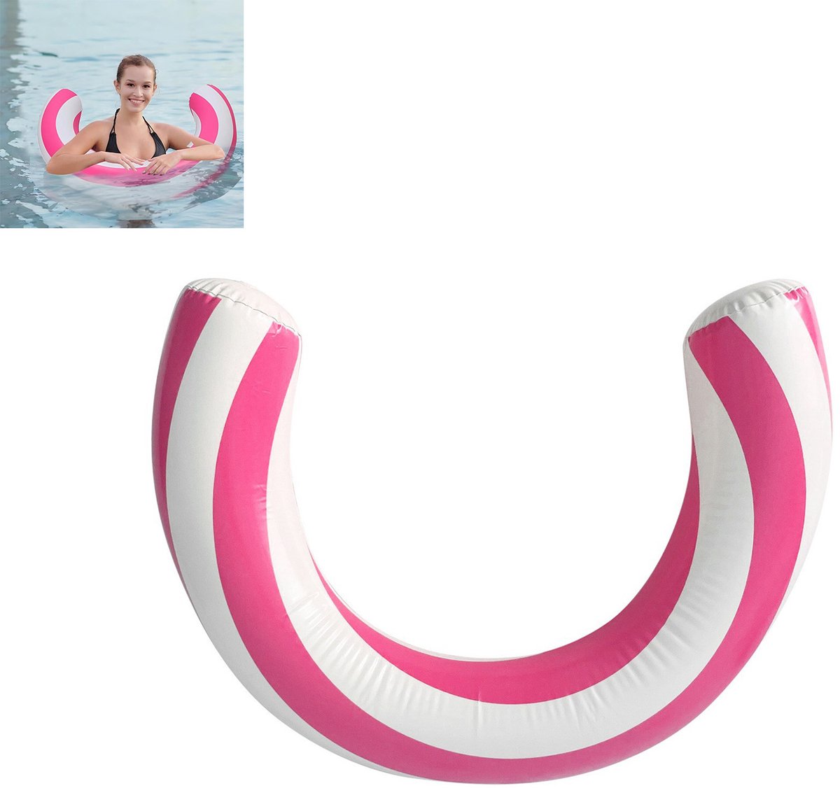 Gebogen zwembadmatrassen - Opblaasbare zwemband - U-Vormige Drijver - Zwembadaccessoire - Waterflotter - Comfortabel te gebruiken, goede drijfvermogen, geschikt voor recreatie - PVC - 60×75 cm - Voor Zwembad En Zomerfeest - Roze