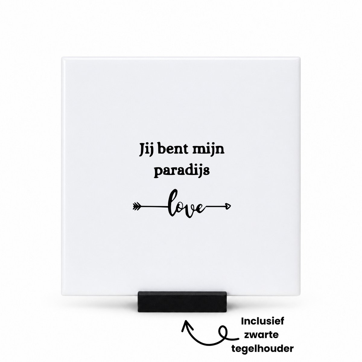 Hacebo Jij bent mijn paradijs tegeltje met tegelhouder - Quotes - Familie vrienden - tegeltjes met tekst - Cadeau - spreuktegels - 10.8x10.8 CM Wit