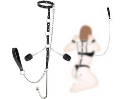 Lzwintrading – SM Bondage Set mit Metall Buttplug - BDSM - Sex Toys voor Vrouwen Koppels - Anale Speeltjes - Seksspeeltjes - PU Leer- Harnas Vrouwen - Handboeien - Erotiek Riem