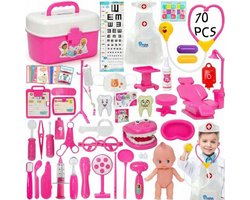 TEKROA® Dokterset Speelgoed - 70 stuks Dokterskoffer - Educatief Speelgoed - Peuter Speelgoed - Montessori - Cadeau voor Jongens & Meisjes vanaf 3 jaar