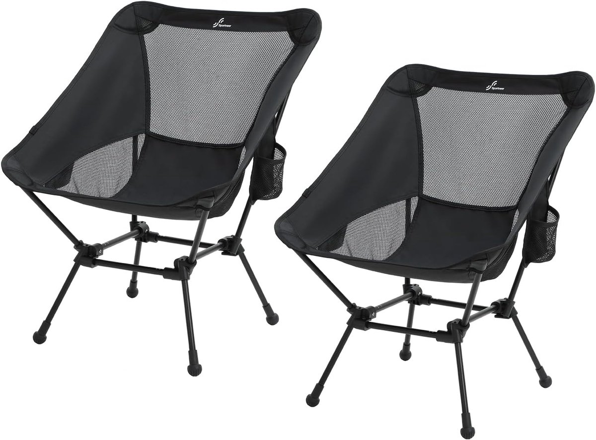 Campingstoel Opvouwbaar - Vouwstoel Draagbaar - Buiten Ontspannen - Lichtgewicht Compact - 2 Stuks - Zwart