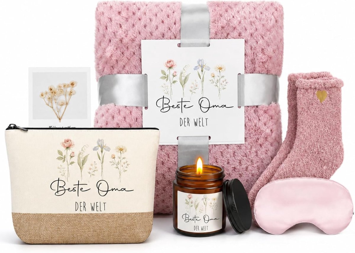 SnelShoppen - Ontspanningscadeaupakket Aromatherapie Deken Cosmetische Tas Sokken Oogmasker Wellness Verjaardagscadeau voor Vrouw Moeder Oma Collega