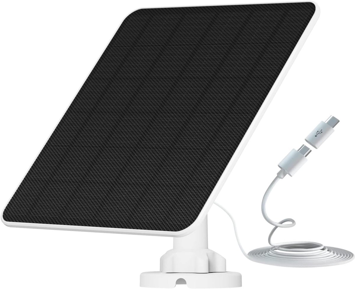 SnelShoppen - SP-L33 Zonnepaneel voor Draadloze Outdoor Beveiligingscamera - Continue Zonne-energie - Compatibel met DC 5V Oplaadbare Batterij - Ideaa