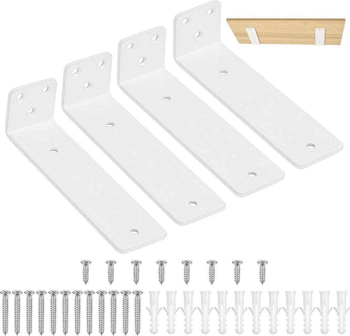 4x Wandplanken Beugels - Wit 150 mm - Stevige Hoeksteunen voor Plankmontage