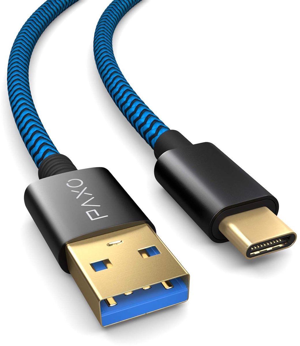 SnelShoppen - 3m USB C Oplaadkabel voor PS5 Controller - Nylon, USB 3.1, Blauw-Zwart - Ideaal voor Gaming en Flexibel Gebruik