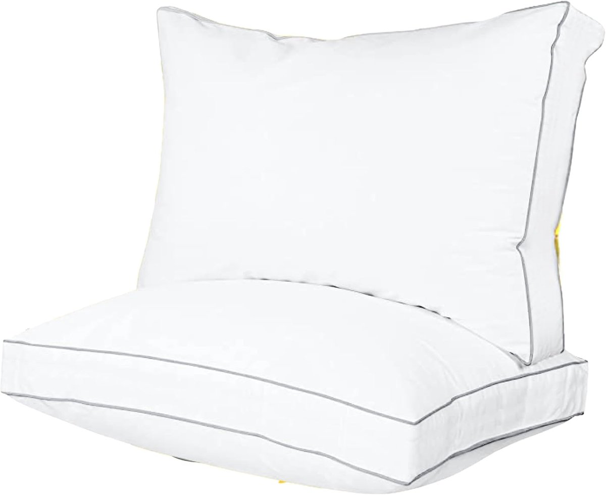 SnelShoppen - Sleep Comfy Boxkussen Set van 2 – 50x60x10 cm Hoofdkussen Hotelkwaliteit met 100% Katoenen Tijk, Ergonomisch en Orthopedisch voor Nek- e