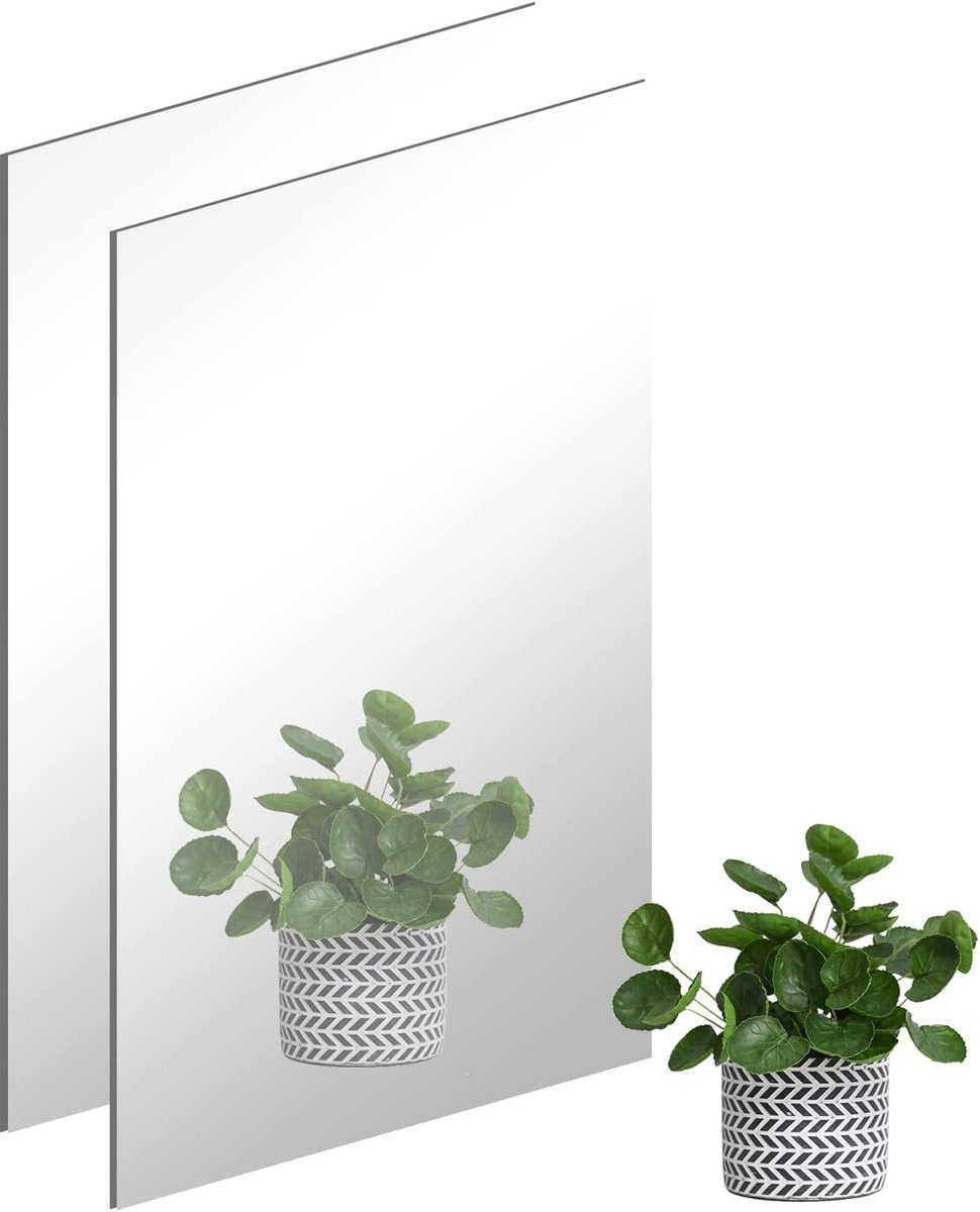 SnelShoppen - 2 Stuks Zelfklevende Acryl Spiegel 40x30cm HD Onbreekbaar Frameloos voor Thuisdecoratie - Grote Rechthoekige Muurspiegel, Kleverige Spie
