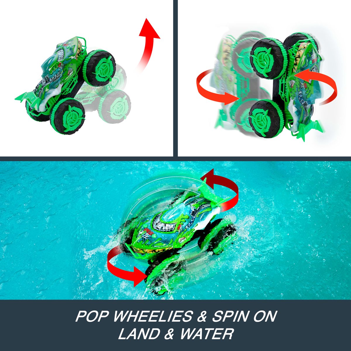 Hot Wheels Monstertrucks Terreinwagen Krakende Kaken - Speelgoedtruck met afstandsbediening - Rijdt op land en in water — afbeelding 2