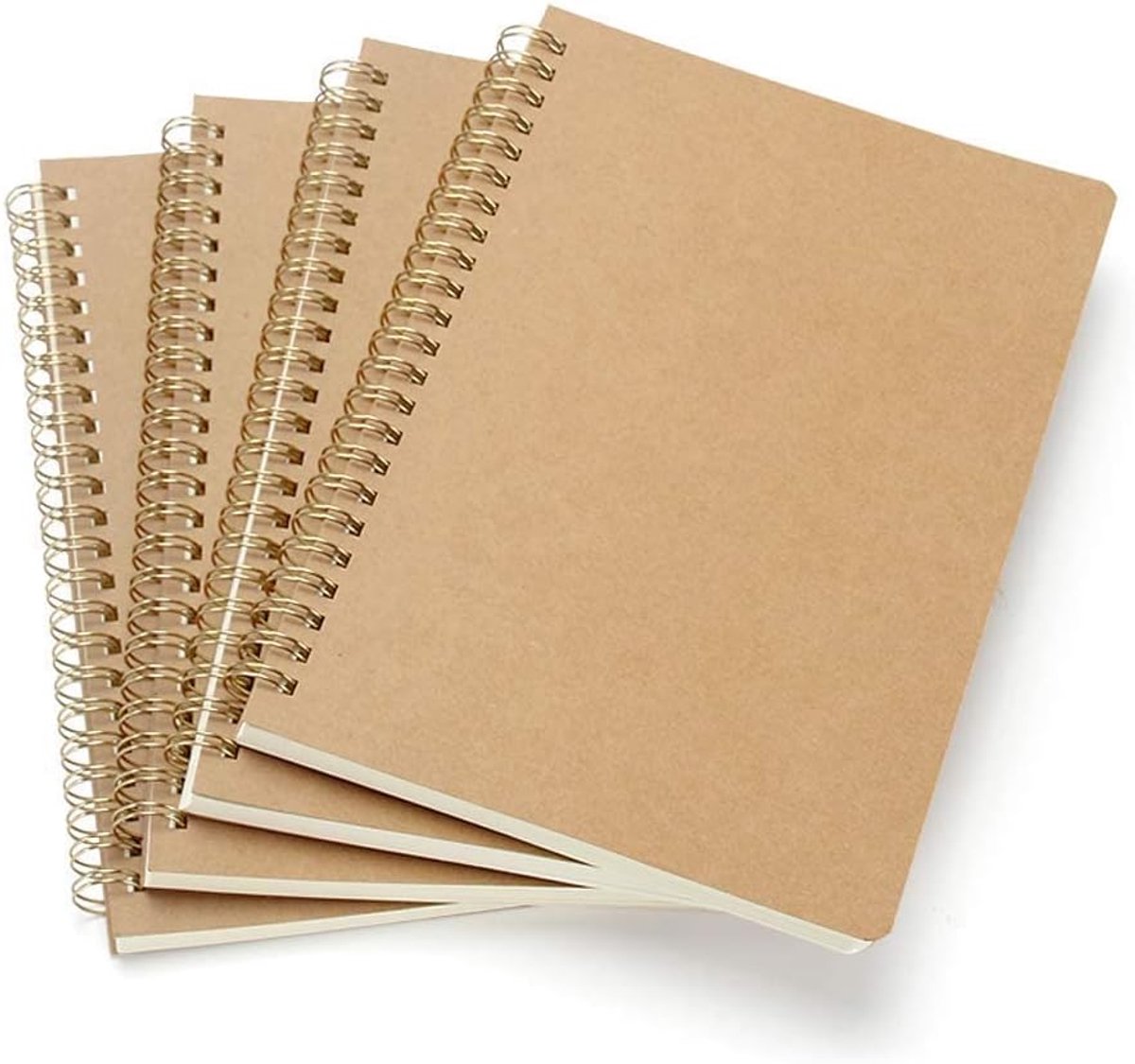 SnelShoppen - A5 Notitieboek Pack van 4, Wirebound Notitieboeken met 160 Lege Pagina's, Kraft Soft Cover, Geschikt voor Memo's, Schilderen en Graffiti