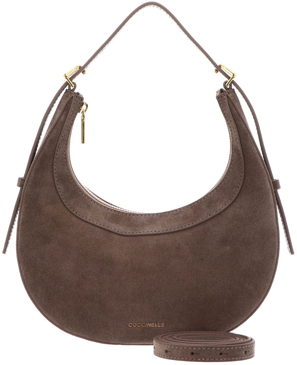 COCCINELLE Leren handtas schoudertas Whisper Mini Bag Suede Leather / Grained Leather Warm Taupe
